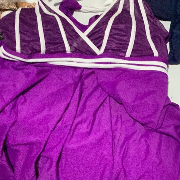 Womens Two Piece Tummy Control Swimdress Plus Size Skirtini CoverUp Swimsuit 18W - Picture 2 of 5